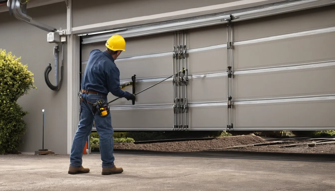 A provider checking garage door springs and track alignment in the Brentwood area